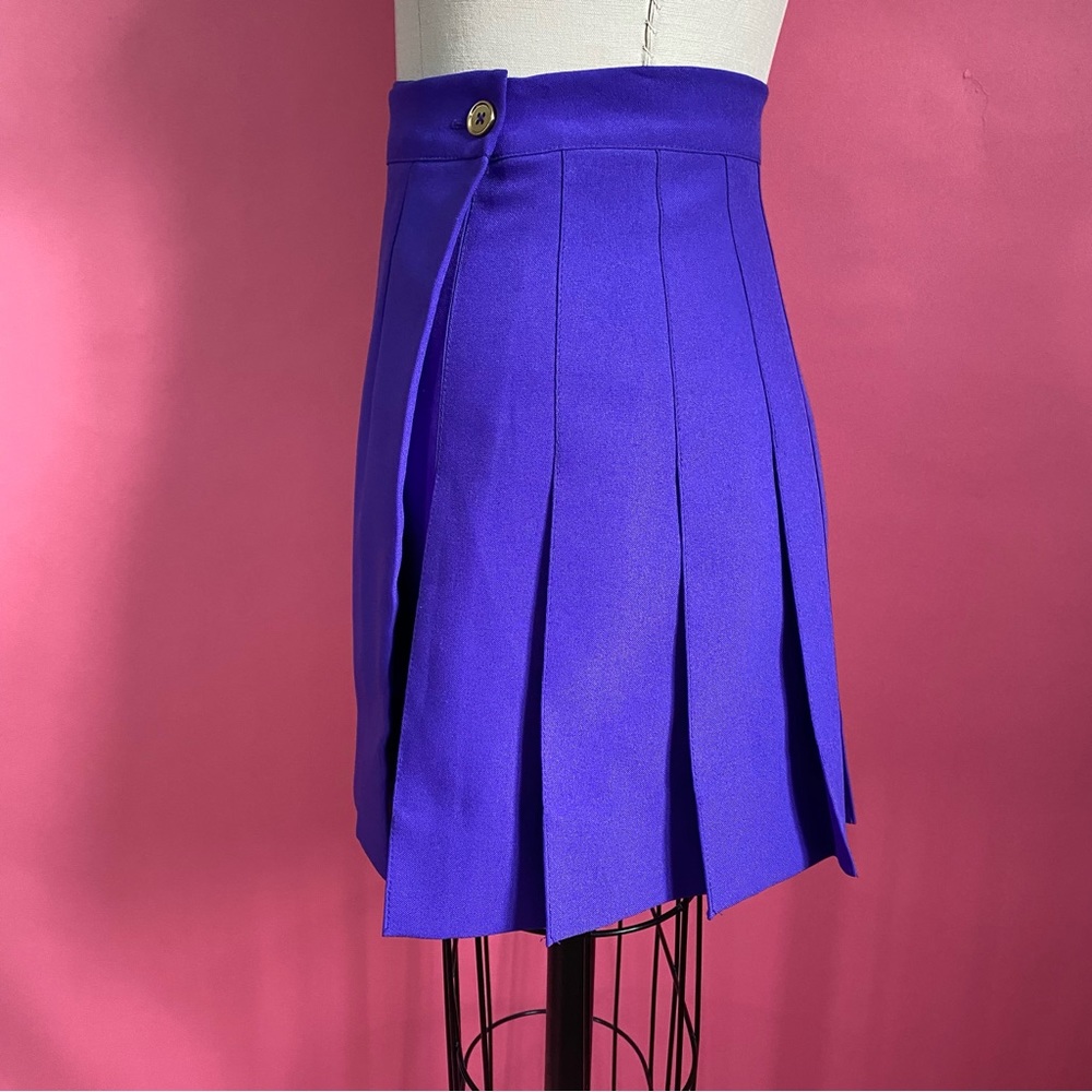 Vintage 80s/90s Preppy Academia Collegiate Pleated Purple Mini Tennis Skirt XXS - Picture 4 of 13